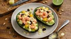 Salade exotique crevettes-avocat : mangue, ananas et sauce citron crémeuse