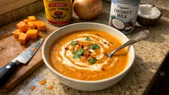 Soupe de potiron au curry et lait de coco : un velouté tout doux, parfumé et simple