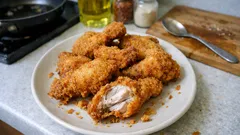 Ailes et pilons de poulet panés au citron : croustillants dehors, juteux dedans