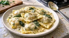 Raviolis maison au Thermomix : farce bœuf-ricotta-épinards, sauce beurre-sauge