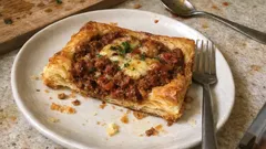 Tarte feuilletée viande hachée–tomate : simple, croustillante et prête en un rien de temps