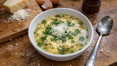Stracciatella italienne : la soupe au bouillon et parmesan prête en 10 minutes