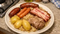 Choucroute alsacienne traditionnelle à la cocotte-minute : parfumée au vin blanc