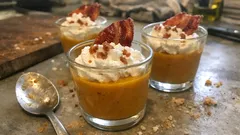 Cappuccino de potimarron au lard fumé en verrines : simple, gourmand et très chic