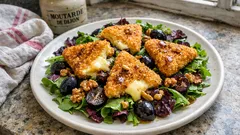 Brie pané sur salade noix-raisin : le contraste chaud-froid qui plaît à tous