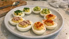 Œufs mimosa en 4 versions : ciboulette, avocat, thon et paprika, prêts en un rien de temps