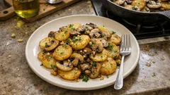 Poêlée sarladaise pommes de terre et champignons : dorée, fondante, ultra simple